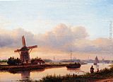 A Panoramic Summer Landscape With Barges On The Trekvliet, The Hague In The Distance